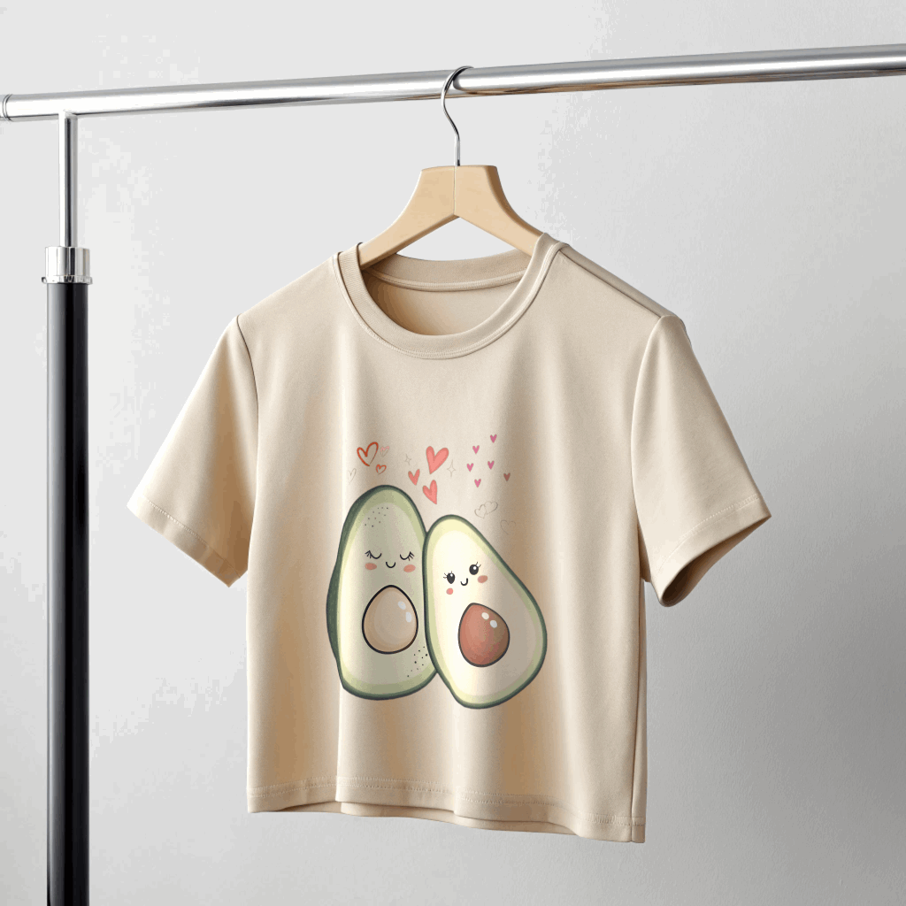 Cute Avocado Crop Top for Women – Fun Vibe & Avocado Print Tee