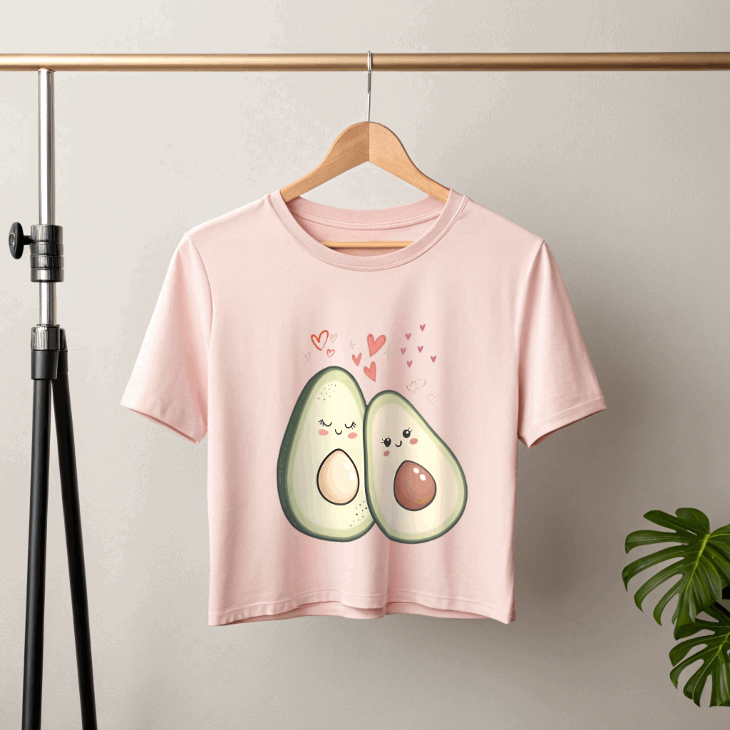 Cute Avocado Crop Top for Women – Fun Vibe & Avocado Print Tee