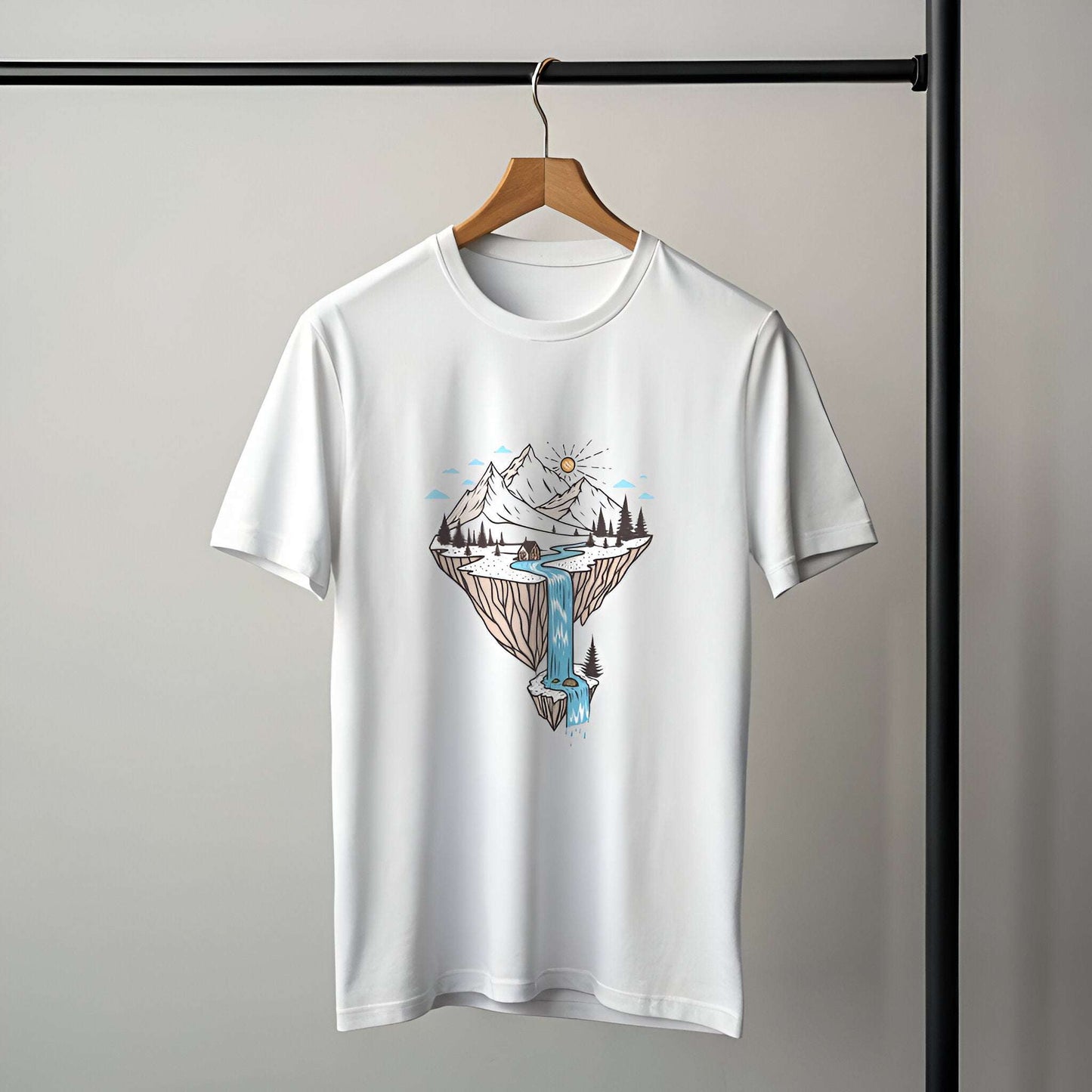 Mountain Graphic T-Shirt – Snowy Travel Theme Tee for Men - Kinzu