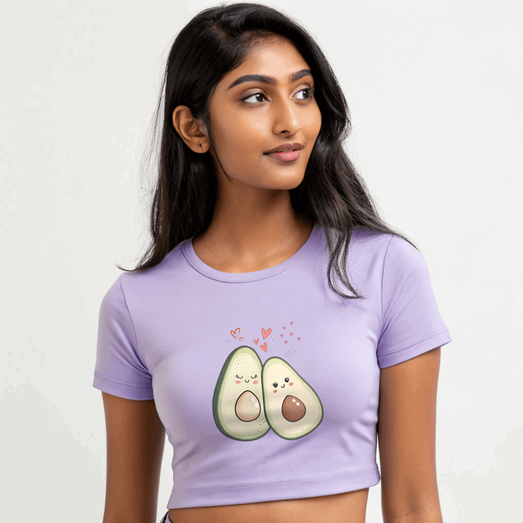 Cute Avocado Crop Top for Women – Fun Vibe & Avocado Print Tee