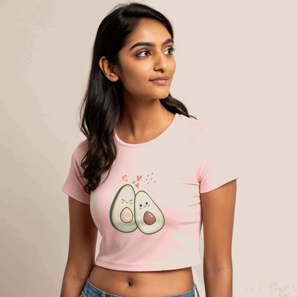 Cute Avocado Crop Top for Women – Fun Vibe & Avocado Print Tee