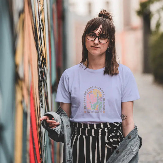 Aesthetic Floral Graphic Tee | Positive Vibes T-Shirt for Women
