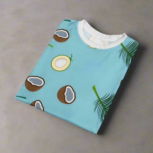 Casual beach style Coconut Print T-Shirt