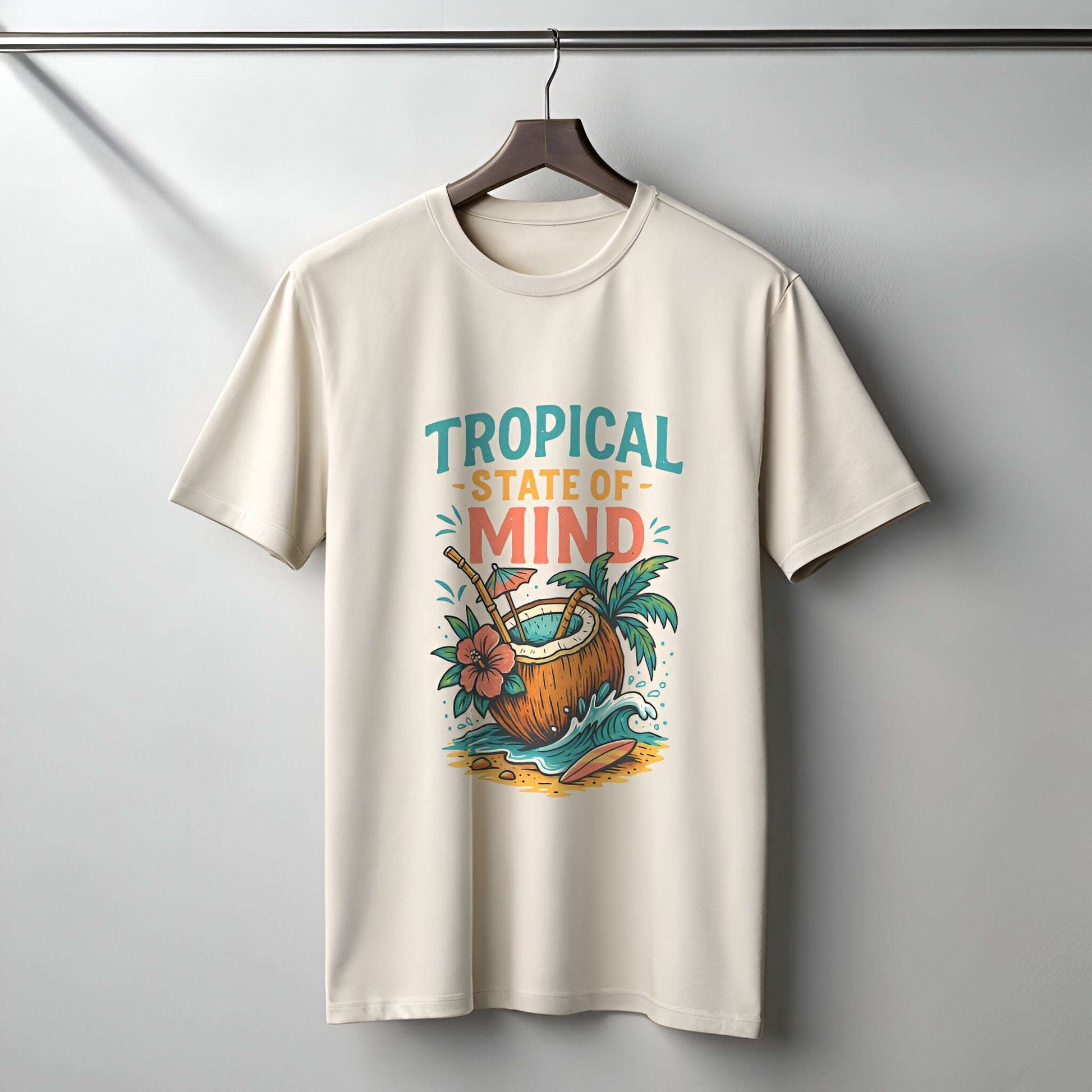 Summer Coconut Classic T-shirt | Cool Tropical Off-White Look - Kinzu