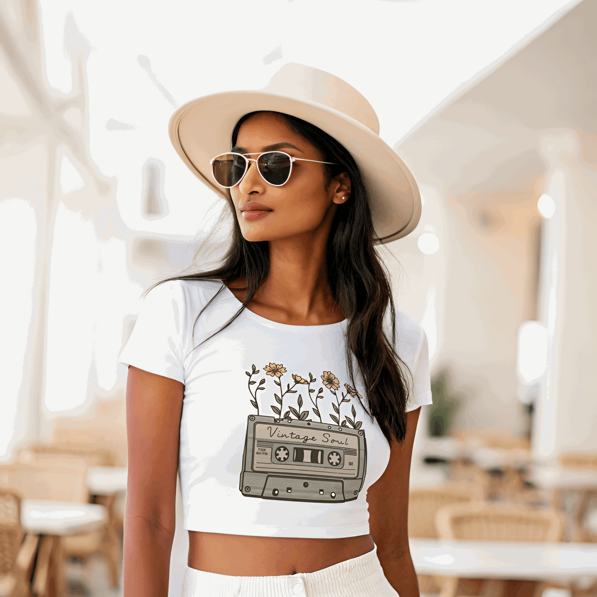 Retro Aesthetic Just Chill Indie Graphic Crop Top for Women