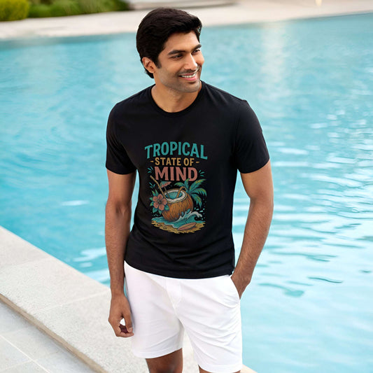 Summer Coconut Classic T-shirt | Cool Tropical Off-White Look - Kinzu