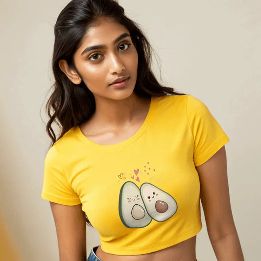 Cute Avocado Crop Top for Women – Fun Vibe & Avocado Print Tee