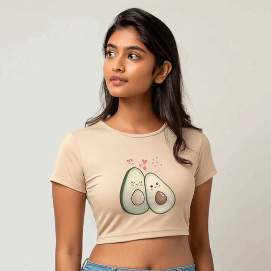 Cute Avocado Crop Top for Women – Fun Vibe & Avocado Print Tee