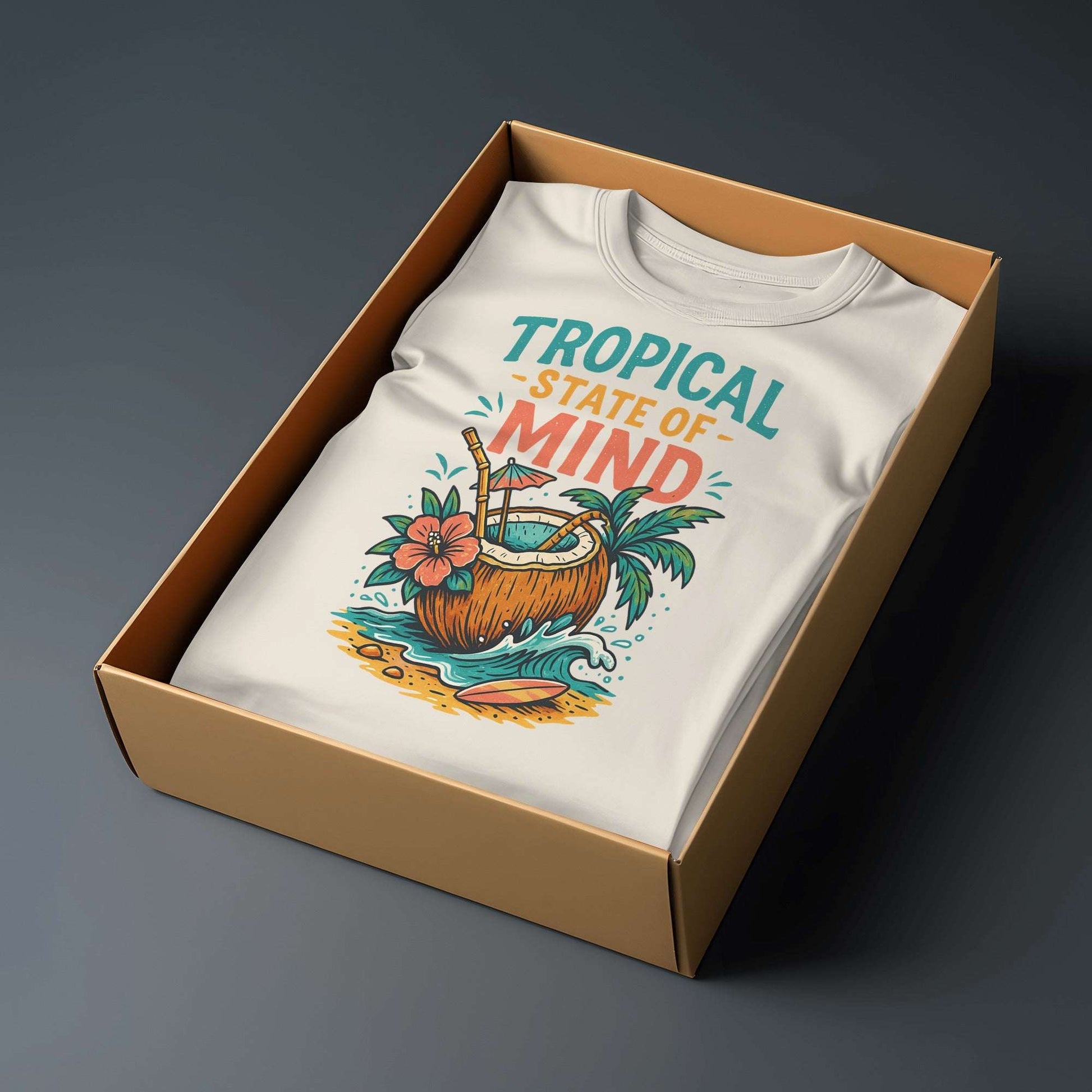 Summer Coconut Classic T-shirt | Cool Tropical Off-White Look- Kinzu