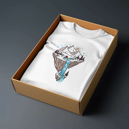 Mountain Graphic T-Shirt – Snowy Travel Theme Tee for Men - Kinzu